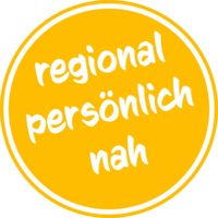 Grafisches Element zeigt Text regional, persönlich, nah