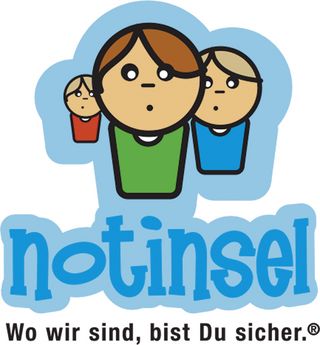 Aufmerksamkeitsgrafik, Logo zur Verdeutlichung, dass die Stadtwerke Zirndorf Mitglied der "Notinsel" als Anlaufpunkt für die Jugend ist