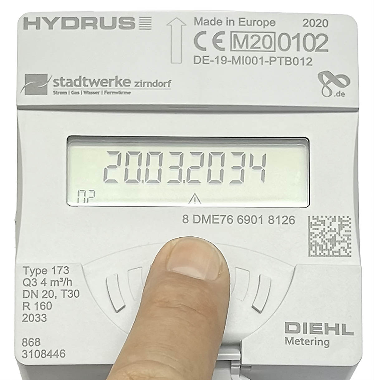 Das Display des Hydrus 2.0 - Typ 173