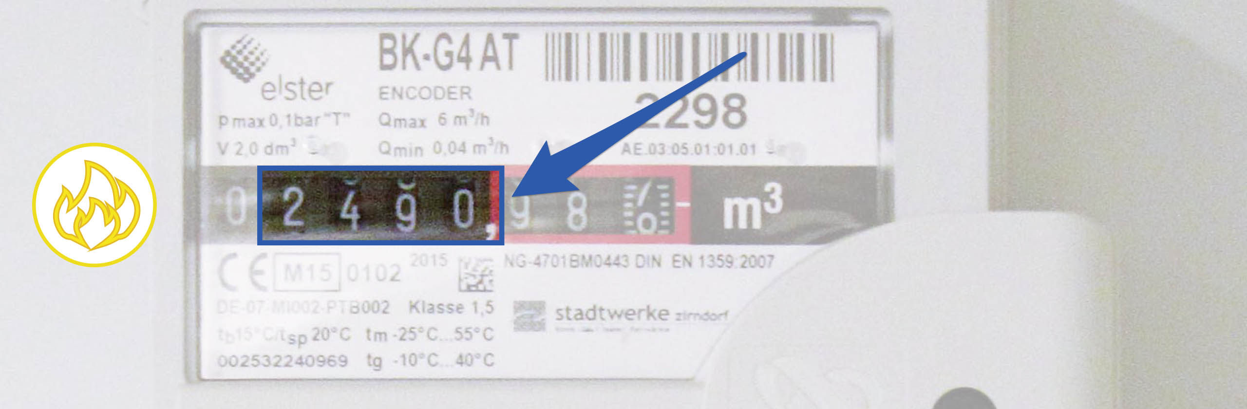 Kopfzeilenbild, dekorativer Zweck - Zählerstand Gas